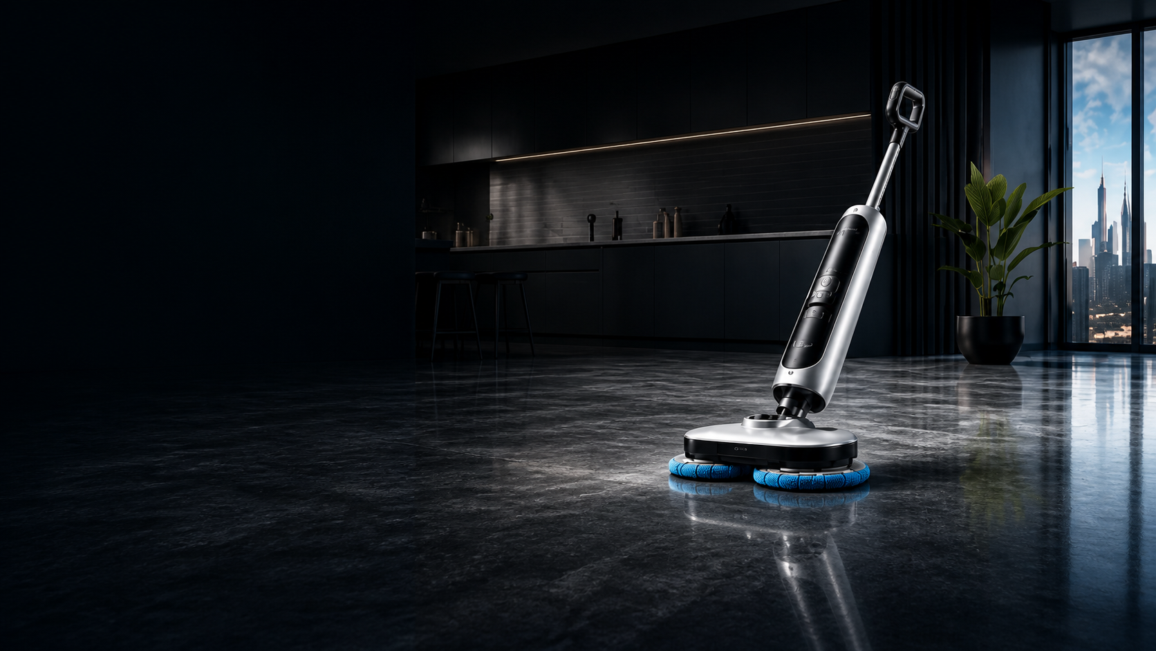 Cordless cleaning tool in a modern home